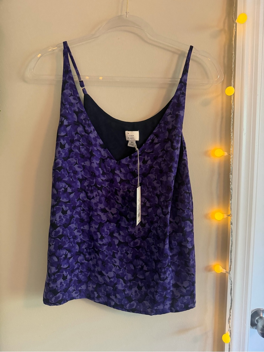 a new day Purple Floral Satin Cami